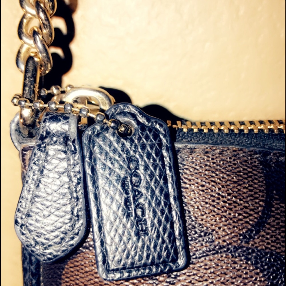 Authentic Black/Brown Coach Purse with Gold Chain